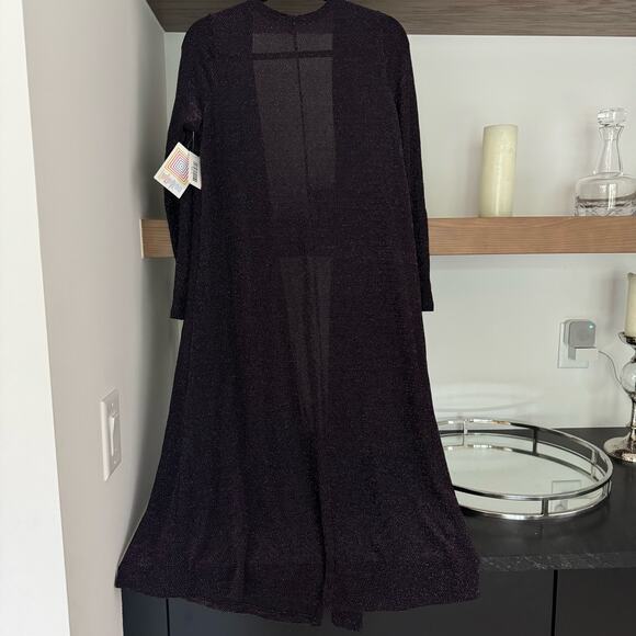 Lularoe Sarah Cardigan in Black Shimmer - Picture 7 of 9